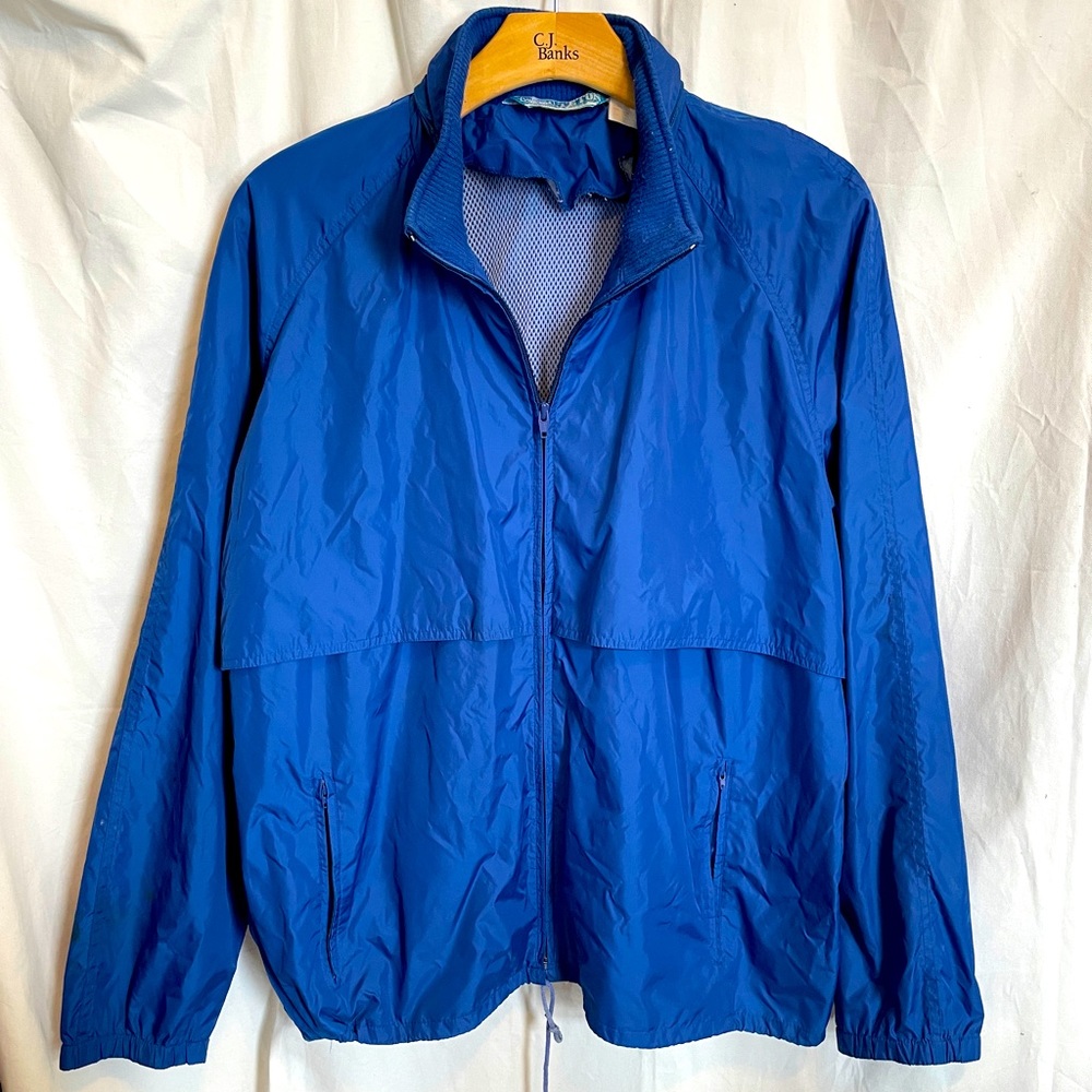 Vtg Woolrich Teton Mens XL Blue Vented Packable Hood Full Zip Windbreaker